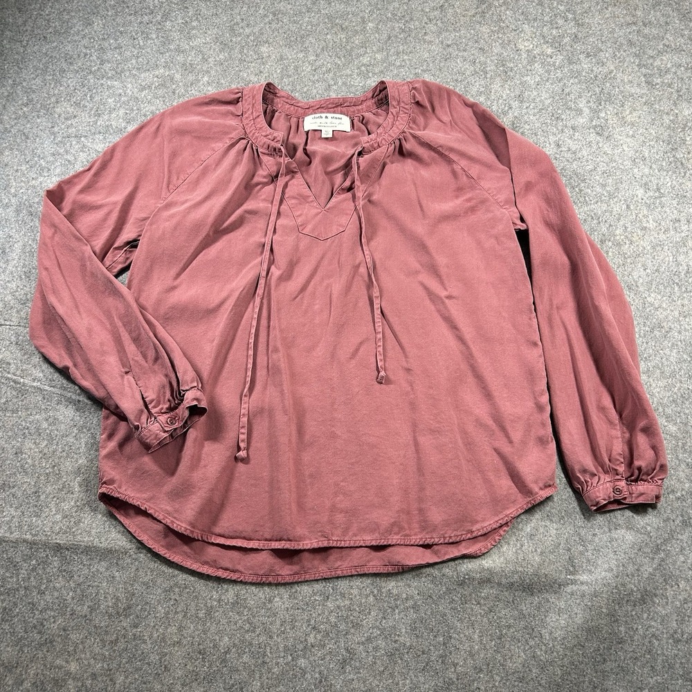Anthropologie Cloth & Stone Top Womens Large Becky Blouse Tencel Mauve Tunic Top
